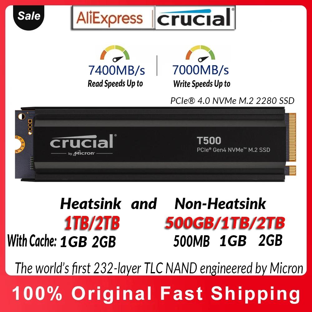 Crucial T500 PCIe 4.0 NVMe M.2 SSD,  ָ Ʈ ̺, ÷̼̽ 5 Ʈ ũž ̴ PC, 500GB, 1TB, 2TB, 7400 MB/s